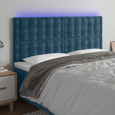 vidaXL - Hoofdbord - LED - 180x5x118/128 - cm - fluweel - donkerblauw