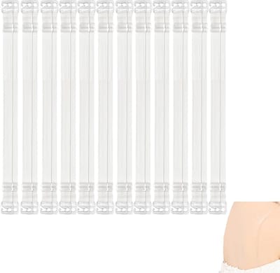 12 Paar Transparante behabandjes - 1 ×38cm - vervangende bh-bandjes voor dames - elastische bh-schouderbandjes - antislip behabandjes - verstelbare elastische schoudervullingen - Transparante BH-bandjes Voor Een Strapless Look - Voorkomt Wegzakken Bh
