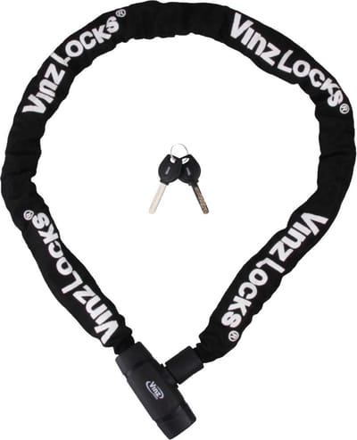 VINZ Olympus Lang Kettingslot / Fietsslot met Vaste Kop 8mm - 200cm