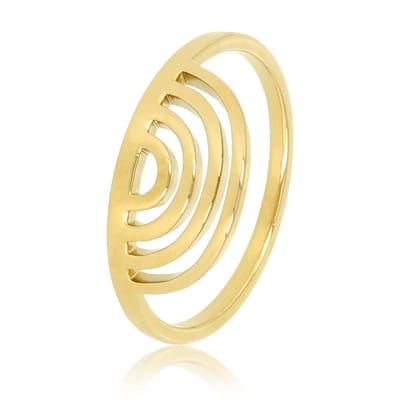 My Bendel - Sierlijke Ring met 4 Halfronde Boogjes - Sierlijke Ring met 4 Bogen - Uniek Design - 14K Goldplating - met Luxe Cadeauverpakking | Sieraden Voor Dames | Maat 16.00 Mm / Maat 50