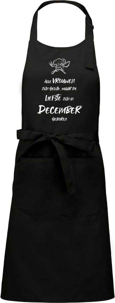 Mijncadeautje - Luxe schort - zwart - Alle vrouwen zijn gelijk - december