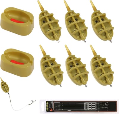 Inline Method Feeder Set voor Visserij - 11-delige Set met Vissnoer en Accessoires voor Diverse Dieptes en Rivieren