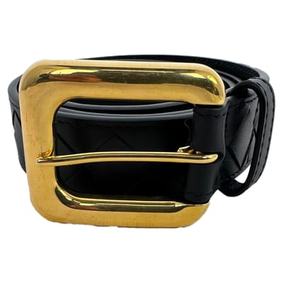 Bottega Veneta Contour Intrecciato-riem van zwart kalfsleer
