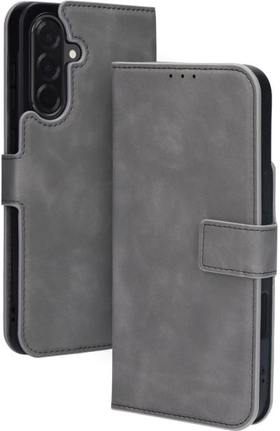 Mobiparts hoesje geschikt voor Samsung Galaxy A36 - Wallet/Boekhoesje - Eco Leer - Magneet Sluiting - Opberg vakken - Grijs