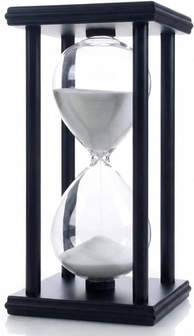 Zandloper Zandtimer - Zandklok Decoratie - Tijd Management - Houten Frame Glas - 45 Minuten - Zwart Wit