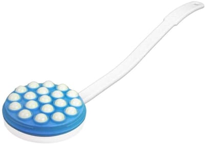 Dailygoods- Achterbadborstel Exfoliator - Lotion Applicator voor Rug - Massage met 19 Rollerballen - Lang Handvat 16,9 inch - Zacht/Stijf Varkenshaar - Voor Douche/Bad