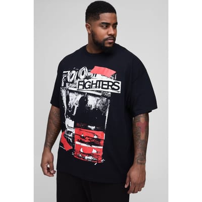 Plus Foo Fighters Licentie Print Regular Fit T-Shirt | Black | Size Small