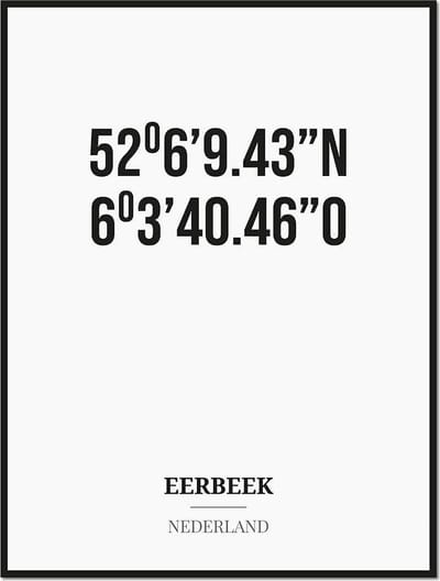 Poster/kaart EERBEEK met coördinaten