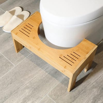 Verstelbare Toiletkruk - Opstapkruk Badkamer - Comfortabel Toiletgebruik - In Hoogte Verstelbaar - 18-23 cm - Houtkleur