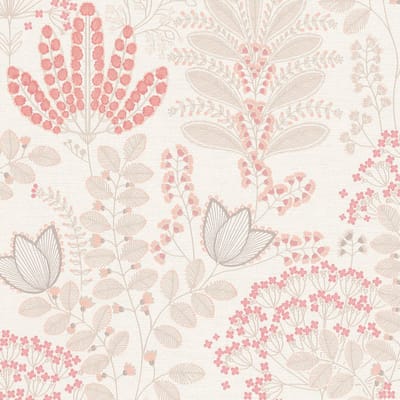 Bloemen behang Profhome 393492-GU vliesbehang hardvinyl warmdruk in reliëf licht gestructureerd met bloemmotief mat roze crèmewit grijs oudroze 5,33 m2