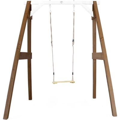 AXI Enkele Houten Schommel in Bruin/Wit - FSC hout - Vrijstaande schommelset voor kinderen met houten schommelzitje - Schommelset voor kinderen - 10 jaar Garantie!