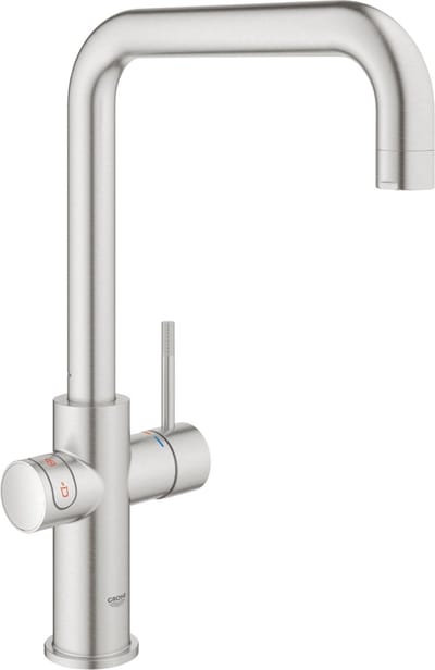GROHE Red 3 in 1 Kokendwaterkraan - U-uitloop - 7L boiler - Met mengventiel – SuperSteel (RVS look)