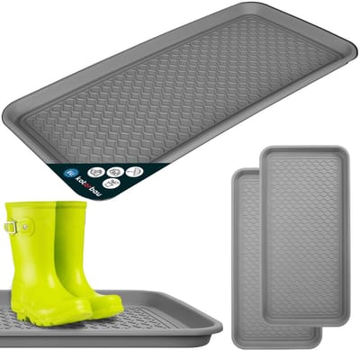 KOTARBAU® 2 stuks Schoenenlekbak, Lekbak Schoenen, Kunststof, 38 x 76 cm, Grijs, Schoenendruipbak, Schoenmat, Laarzen Afdruipmat, Schoenafdruipbak, Schoenenschaal, Lekbak voor Natte Schoenen
