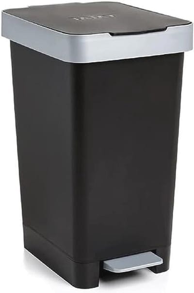Smart Pedal Bin 25 L - Retractable Pedal, Polypropylene, BPA-Free, Black