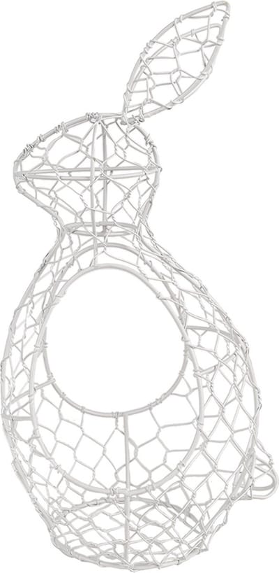 Clayre & Eef Eiermand Konijn 33 cm Wit Metaal