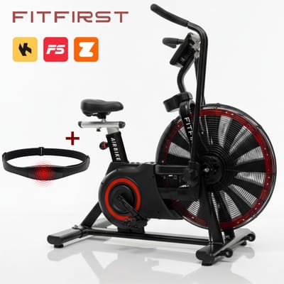 FitFirst AirBike X-65 Max | Luchtweerstand HIIT-trainer | Traploze weerstand | 7 programma's + hartslagband | tot 150 kg | Nederlands merk, 2 jaar garantie