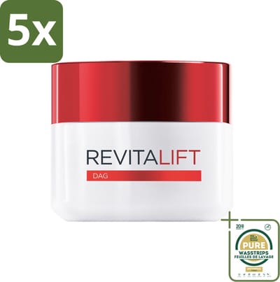 5 x L'Oréal Revitalift Anti-Rimpel Dagcrème 50 ml - Grootverpakking - Anti-aging Crème - Rimpels - Veroudering - Huidverzorging - Retinol