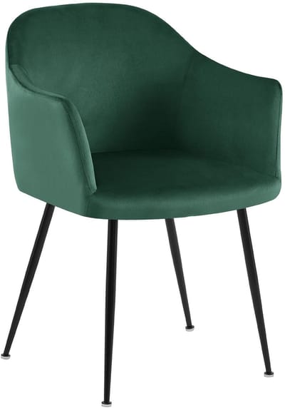 CLP Jaysie Eetkamerstoel - klassiek - met rugleuning - zwart metalen frame - velvet - fluweel - Fluweel/donkergroen