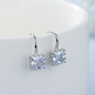 Natuurlijke Obsidiaan Edelsteen Sieraden Stud Oorbel Voor Vrouwen Vierkant Fijn Zilver 925 Sieraden Bizuteria Aros Mujer Oreja Oorbel Meisjes wit