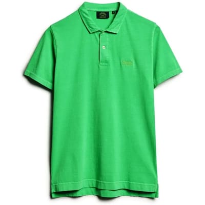 Polo Shirt Korte Mouw Superdry Polo Essential Logo Neon vert