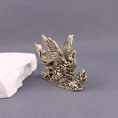 Vintage Feniks Beeldje Ornament - Mini Messing Wolk Feniks Figuurtje Voor Bureau Decoratie Collectie gray