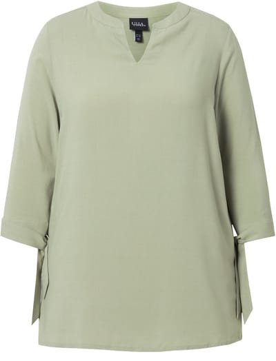Ulla Popken - Dames - Blouse mouwstrik A-lijn 3/4-mouwen - Zachtgrijs - Maat 42+