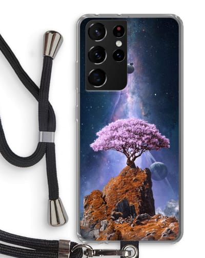 Case Company® - Hoesje met koord geschikt voor Samsung Galaxy S21 Ultra hoesje met Koord - Ambition - Telefoonhoesje met Zwart Koord - Bescherming aan alle Kanten en Over de Schermrand
