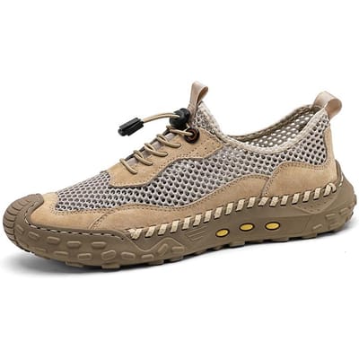 Ademende Casual Mesh Schoenen voor Heren Klassieke Reis Heren Sandalen Zomer Outdoor Wandelsneakers Anti-botsing Teen Heren Sandalen 44 beige