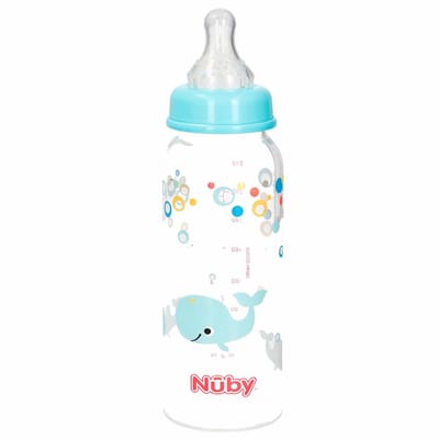 Nûby Baby voeding/drinkfles - lichtblauw - 240 ml - babies - antikoliekspeen - bpa-vrij