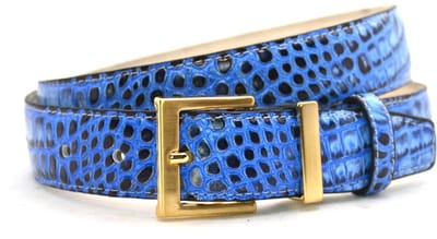 kobalt print riem - gouden gesp - 3 cm breed - maat 115 totale lengte 130 cm