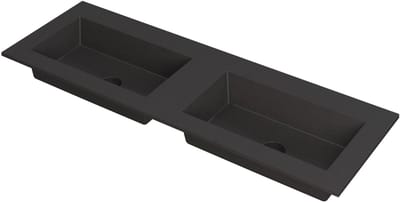 INK Kraft Wastafel Dubbele Bak Zonder Kraangaten - 1400x450x10 mm - Quartz Zwart