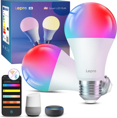 LEPRO B2 Smart LED Lamp E27 - Slimme Lamp met WiFi en Bluetooth - Muziek Sync - 1100 lm - Set van 2
