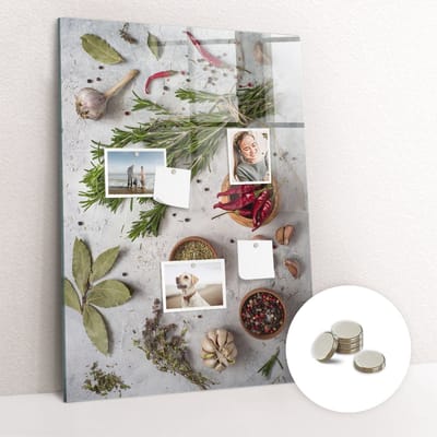 Tulup Glassboards - Kruiden Magneetbord - 70 cm x 100 cm - Grijs Memobord Keuken - Gratis 5 Sterke Magneten - Decoratief Magnetisch Bord - Memobord Magnetisch - Memo Bord - Ideeënbord Thuiswerkplek - Foto Magneetbord