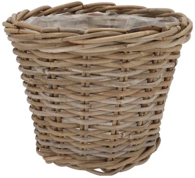 DK Design Plantenmand/aardappelmand tafelmodel - Ivy - met handvatten - rotan - B28 x H23 cm - binnen/buiten