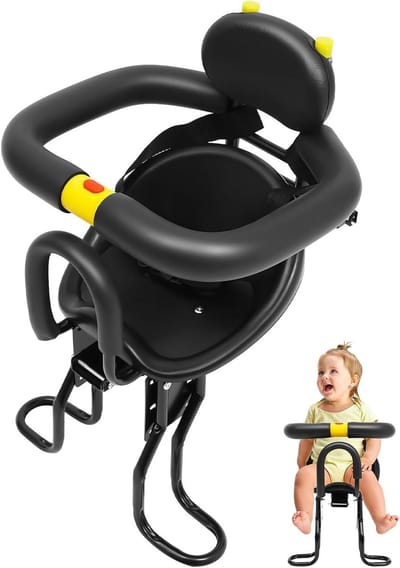 Kinderzitje Fiets - Babyzadel Voor - Samen Fietsen - Verstelbare Voetsteunen - 32x28cm - Zwart