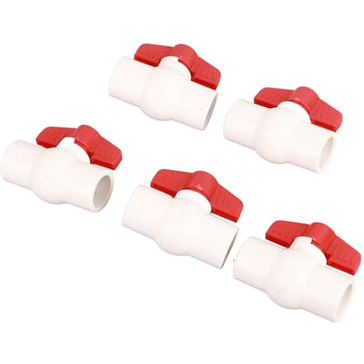 5 Stuks Kogelkraan Platte T-Handgreep PVC Watertoevoer Kogelkraan Schakelaar voor Zwembaden 20mm0.8in