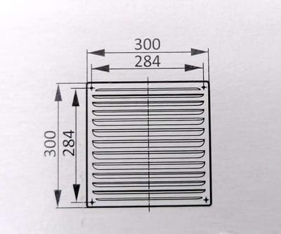 Metalen ventilatie rooster 300 x 300 mm met insecten net voor vocht en geurafvoer