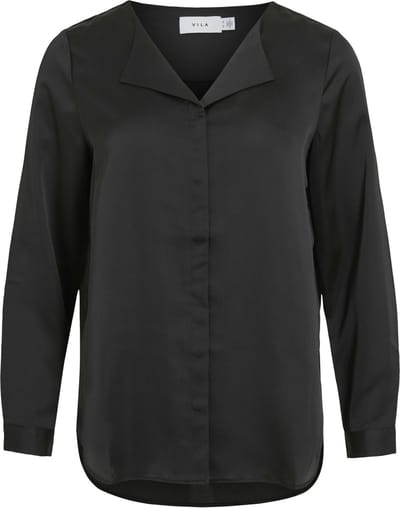 VILA - VIELLETTE V-NECK L/S SATIN SHIRT - NOOS - Dames - Blouses
