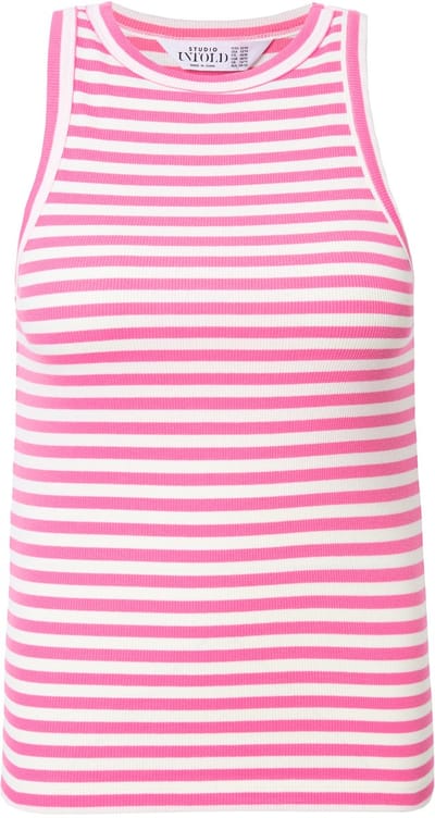 Studio Untold - Dames - Tanktop Slim Shape ribjersey strepen - Roze - Maat 42+