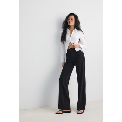 Stradivarius Broek met wijde pijpen  Zwart 32