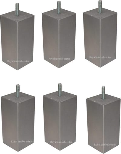 Boxspring Bedden Meubelpoten Set 6 stuks Vierkanten houten blokpoot hoogte 12 cm (M8) Alu kleur Royalmeubelcenter.nl ®