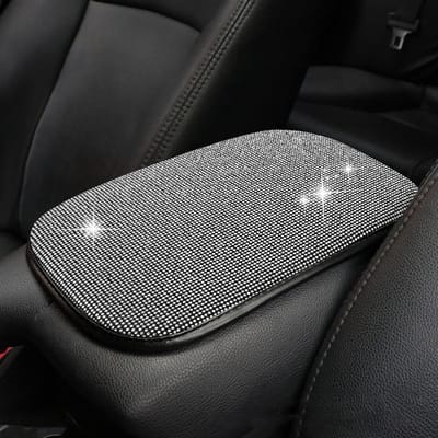 Dailygoods- Armsteunhoes Zwarte Leren/Rhinestone - Beschermhoes - Interieurdecoratie - Cadeau voor Kerst/Valentijn - 31 x 21,5 cm - Luxe uitstraling - Console Cover