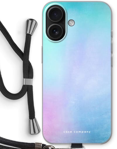 Case Company® - Hoesje met koord geschikt voor iPhone 16 hoesje met Koord - Mist pastel - Telefoonhoesje met Zwart Koord - Bescherming aan alle Kanten en Over de Schermrand