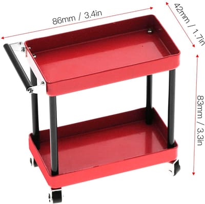 Dailygoods- Gereedschapswagen Metalen Constructie - Gereedschapswagen Leeg - Gereedschapswagen Verrijdbaar - Gereedschapswagen Voor RC-accessoires - 2 Laags Ontwerp - Duurzaam en Praktisch - Opslagwagen