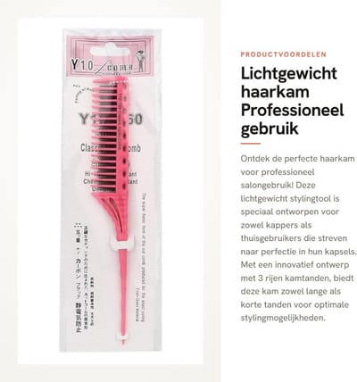 Dailygoods- Haarkam Lichtgewicht - Professionele Stylingtool - Antisliphandvat - 3 Rijen Kamtanden - Geschikt voor Kapsalon - ABS Materiaal - Stylingkam