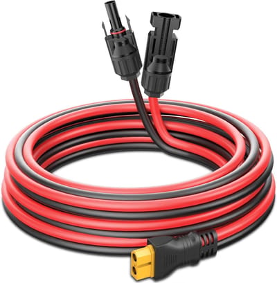 Zonne-naar-XT60 Kabel - Verlengdraad Krachtcentrale - Energie Overzetten - Spuitgiet XT60 Connectoren - 15ft 12AWG - Rood en Zwart