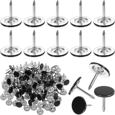 150 Stuks Zwarte Bekledingsnagels met Platte Ronde Kop voor Meubelbekleding, Corkboard en Decoratieve Pinborden