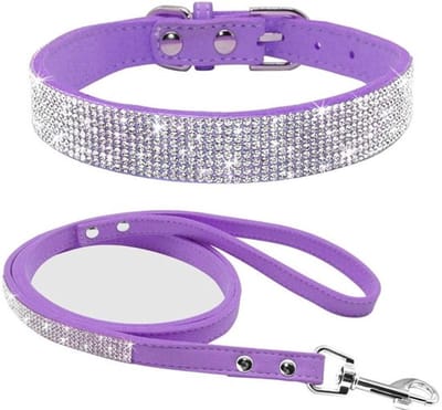 Allecto - Halsband voor huisdier - Strass en suède - Elegant en zacht