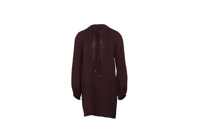 Jurk met blousonmouwen van Diane Von Furstenberg in bordeauxrode zijde
