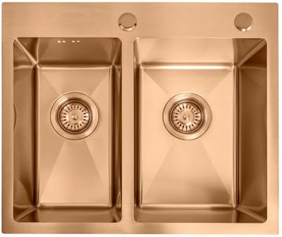Rea - Stalen Spoelbak Toby Brush Copper zonder keukenkraan - 56 x 48 x 21 cm